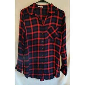 Maurice's Plaid Flannel sz S button up 1 pocket Navy & Red